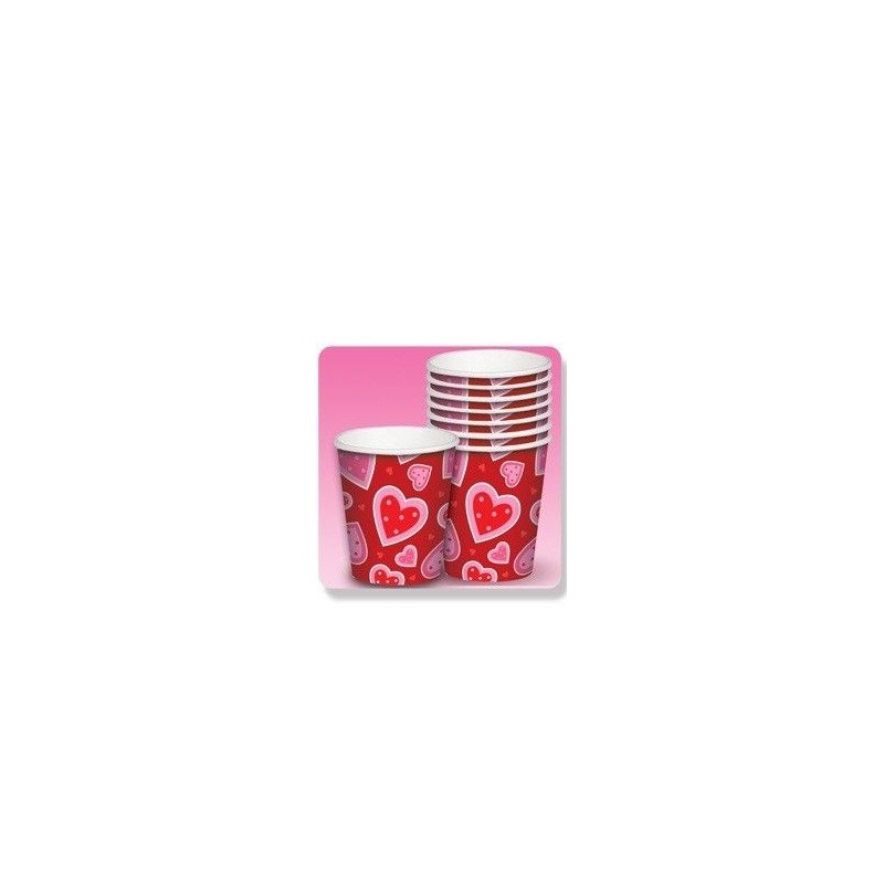 Vasos corazones 8 unidades