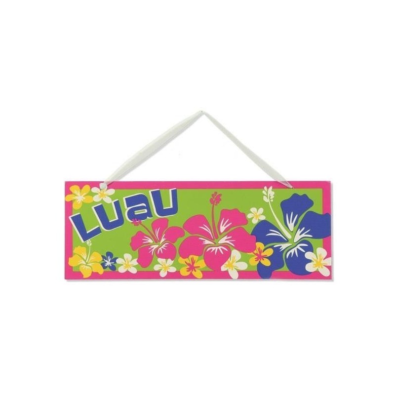 Letrero hawaiano luau-flores 38x14 cm
