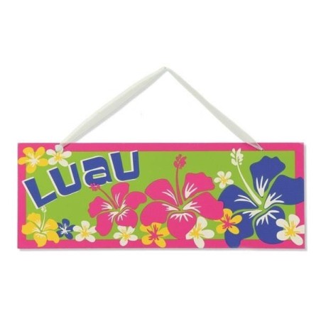 letrero hawaiano luau flores 38x14 cm 7082 883028295852