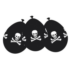 globos fiesta pirata negros 6 uds 25 cm 74164 883028295852