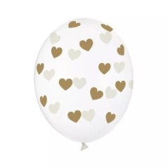 globos transparentes con corazones oro 6 uds 30 cm 79894 883028295852