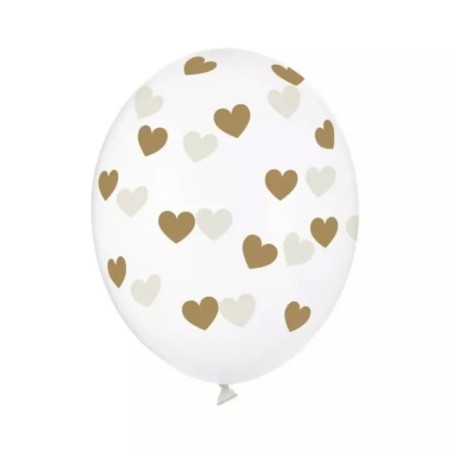 globos transparentes con corazones oro 6 uds 30 cm 79894 883028295852