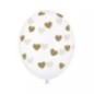 Globos transparentes con corazones oro 6 uds 30 cm