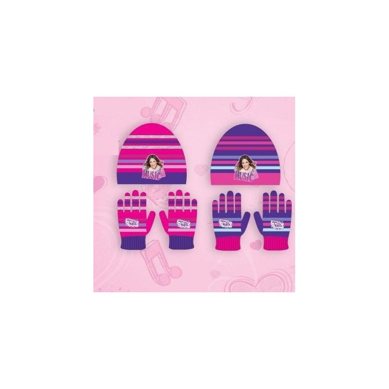 Gorro y guantes violeta disney