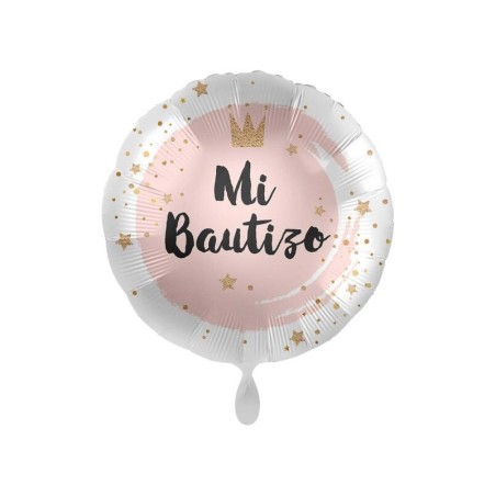 globo mi bautizo rosa para helio o aire 45 cm redondo 81009 883028295852