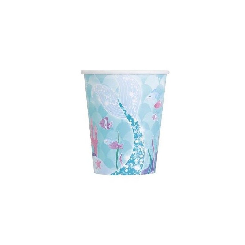 Vasos Sirena cumpleaños 8 uds