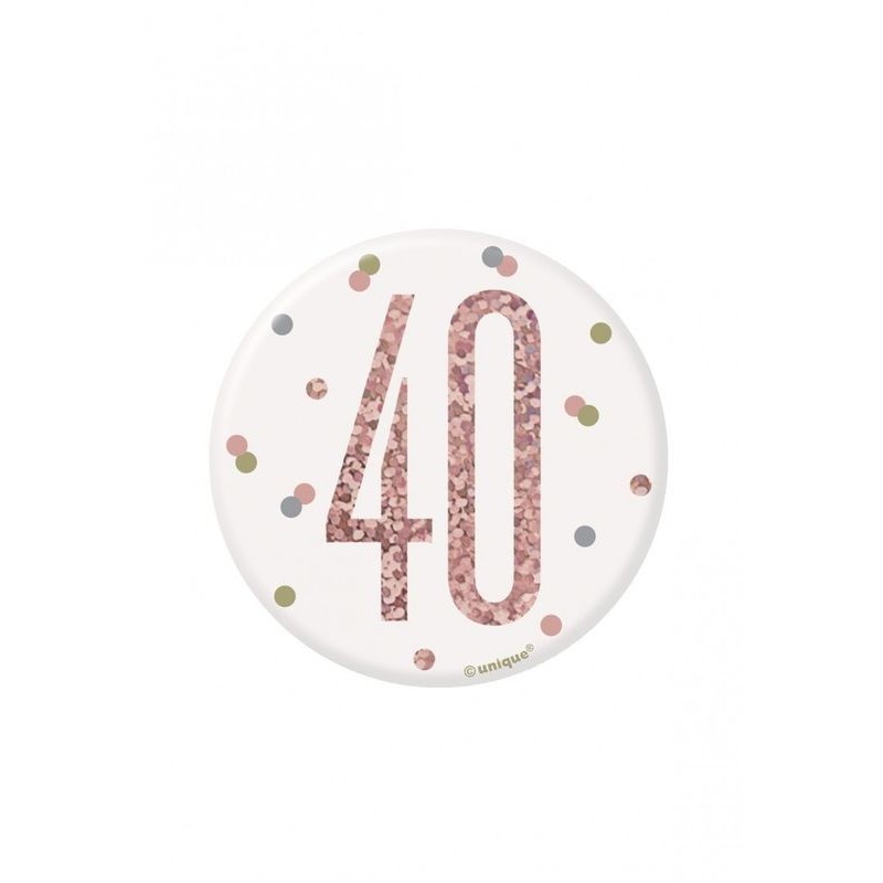 Chapa 40 cumpleaños rosa dorado