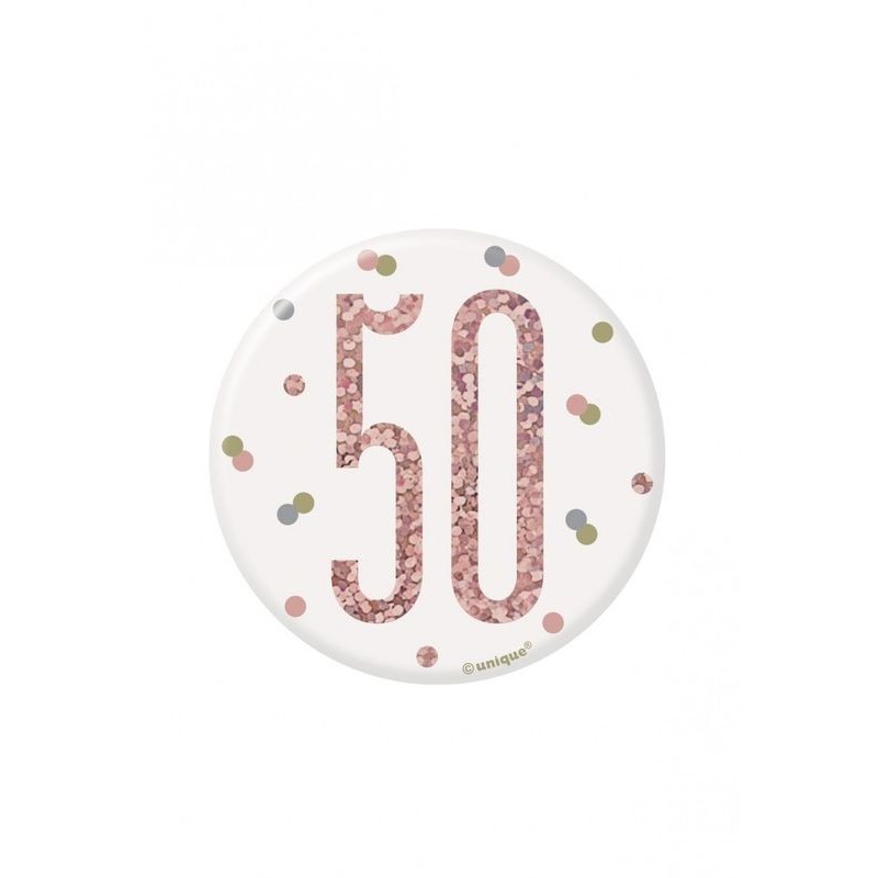 Chapa 50 cumpleaños rosa dorado