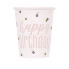 vasos cumpleanos rosa dorado 8 uds 84896 883028295852