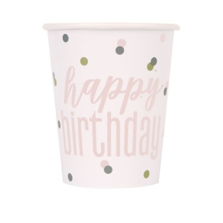 vasos cumpleanos rosa dorado 8 uds 84896 883028295852