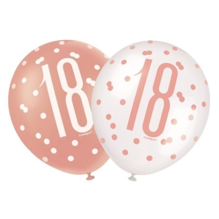 globos 18 cumpleanos rosa dorado y blanco 30 cm 84915 883028295852