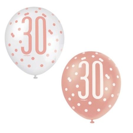 globos 30 cumpleanos rosa dorado y blanco 30 cm 84917 883028295852