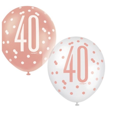 globos 40 cumpleanos rosa dorado y blanco 30 cm 84918 883028295852
