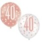 Globos 40 cumpleaños rosa dorado y blanco 30 cm