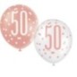 Globos 50 cumpleaños rosa dorado y blanco 30 cm