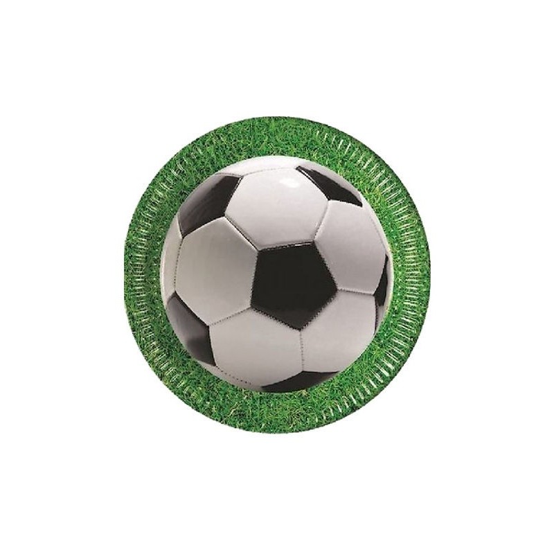 Platos balon de futbol para cumpleaños 8 uds de 23 cm