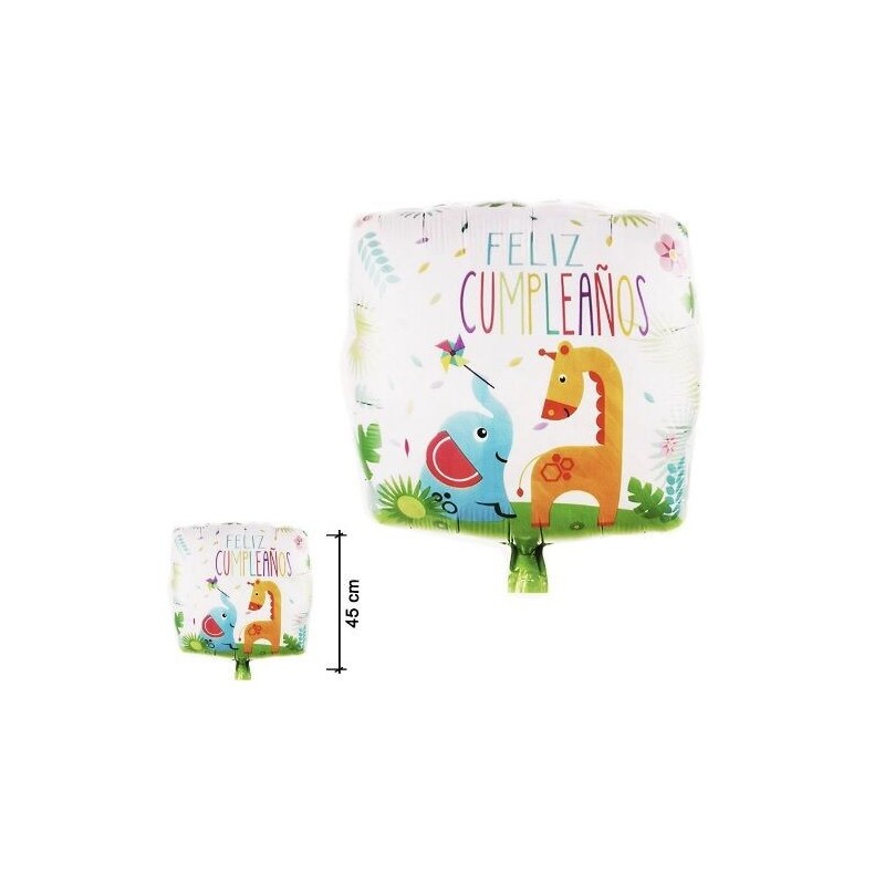Globo feliz cumpleaños animales jungla 45 cm