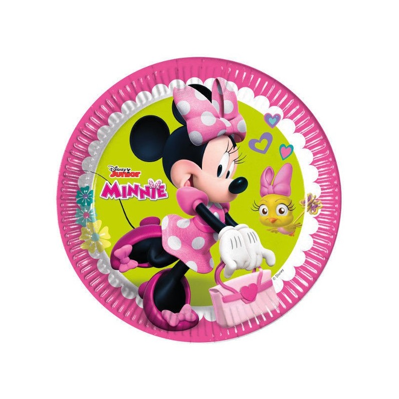 Platos minnie mouse rosa 23 cm 8 unidades para cumpleaños
