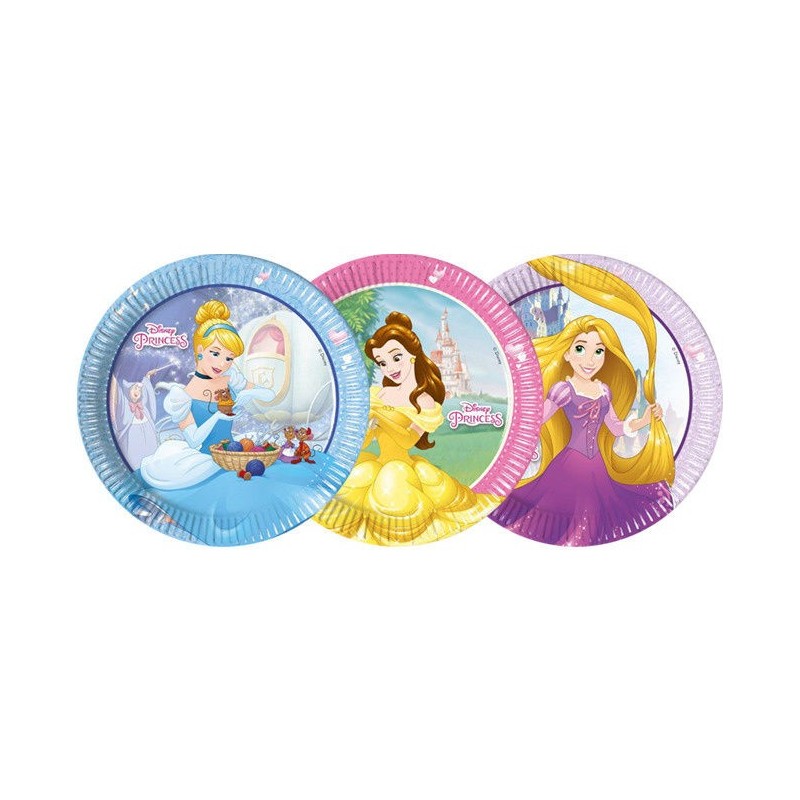 Platos princesas rapunzel bella y cenicienta 23 cm 8 uds