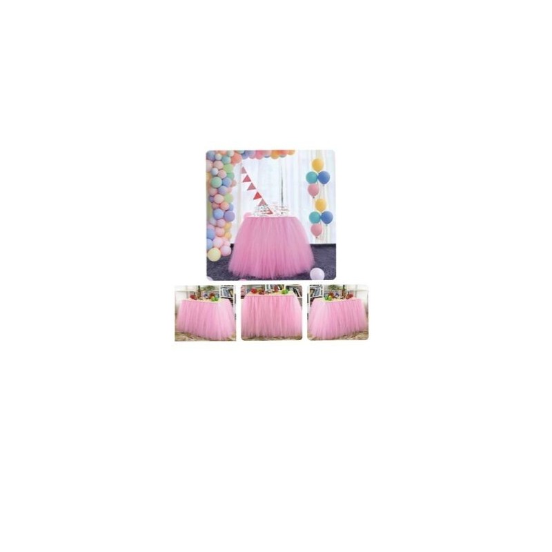 Falda de mesa tul rosa claro 110x80 cm