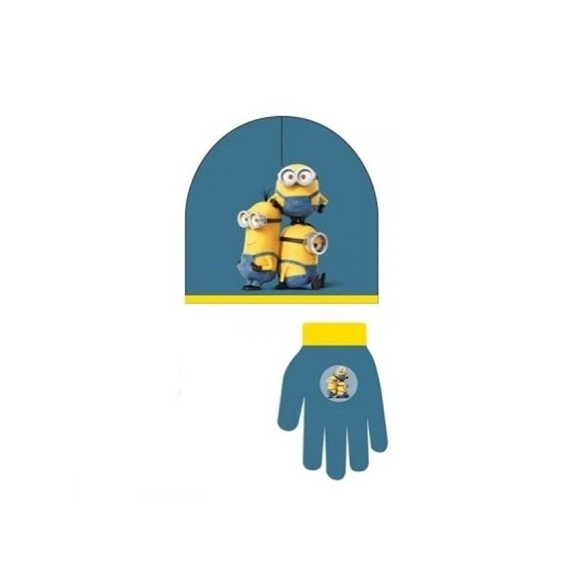 Gorro y guantes minions invierno