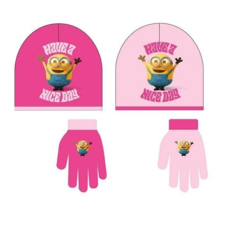 gorro y guantes minions rosa invierno color fucsia 882211 FU 883028295852