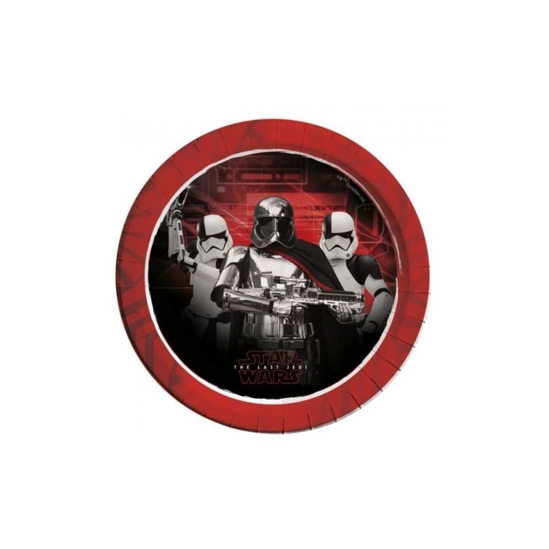 Platos Star Wars los ultimos jedi para cumpleaños 23 cm 8 uds