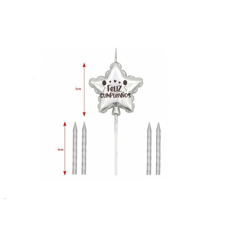 Velas feliz cumpleaños estrella plata