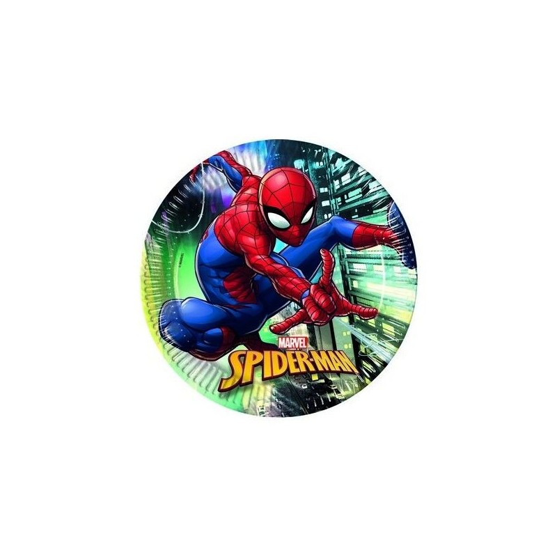 Platos spiderman para cumpleaños 8 unidades 23 cm