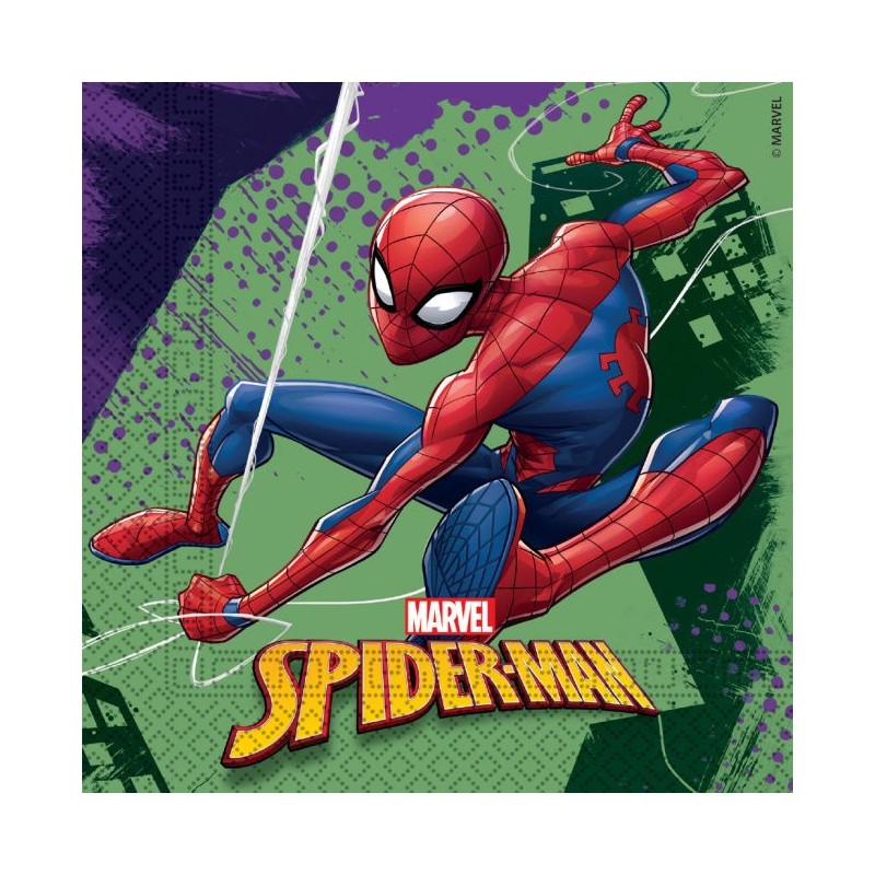 Servilletas spiderman para cumpleaños 20 uds de 33x33 cm