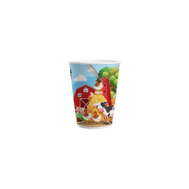Vasos cumpleaños animales de la granja 8 uds