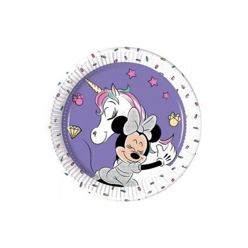 Platos Minnie Mouse unicornio 8 uds 20 cm