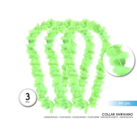 collares hawaianos flores verdes 3 uds de 99 cm 90331 8422935510096