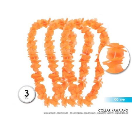 collares hawaianos flores naranjas 3 uds de 99 cm 90332 8422935510096