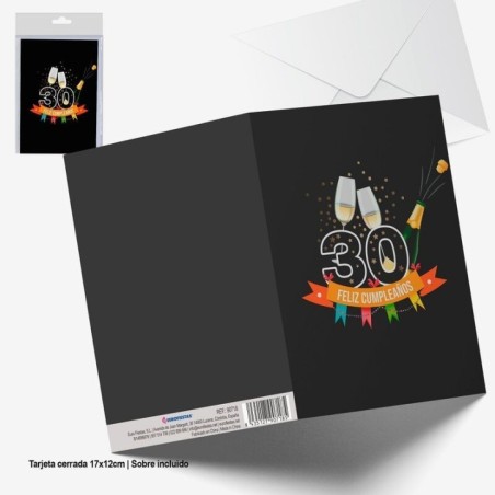 tarjeta felicitacion 30 cumpleanos 17x12 cm 90718 8422935510096
