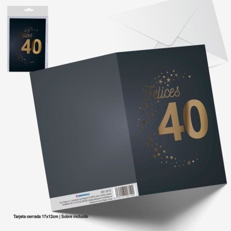 tarjeta felicitacion 40 cumpleanos 17x12 cm 90719 8422935510096