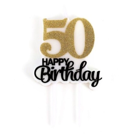vela 50 cumpleaaos junta oro brillo 6 cm 91213 8422935510096