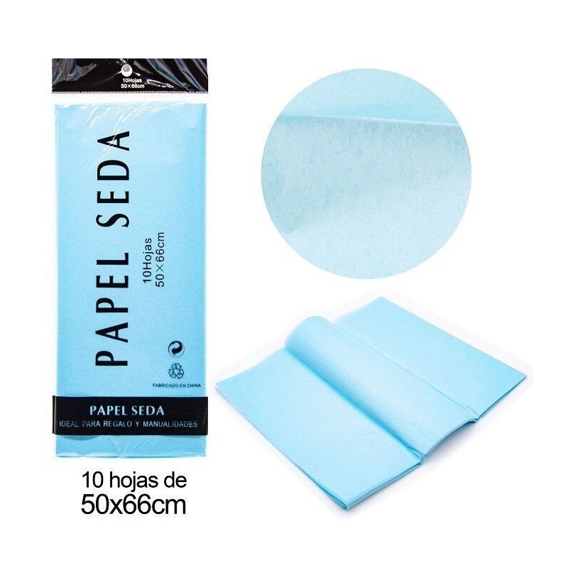 Papel de seda azul 10 hojas 50x66 cm