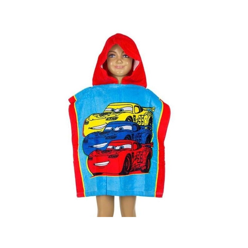Poncho cars para niño 50 x 100 cm algodón 300 gr mod 1