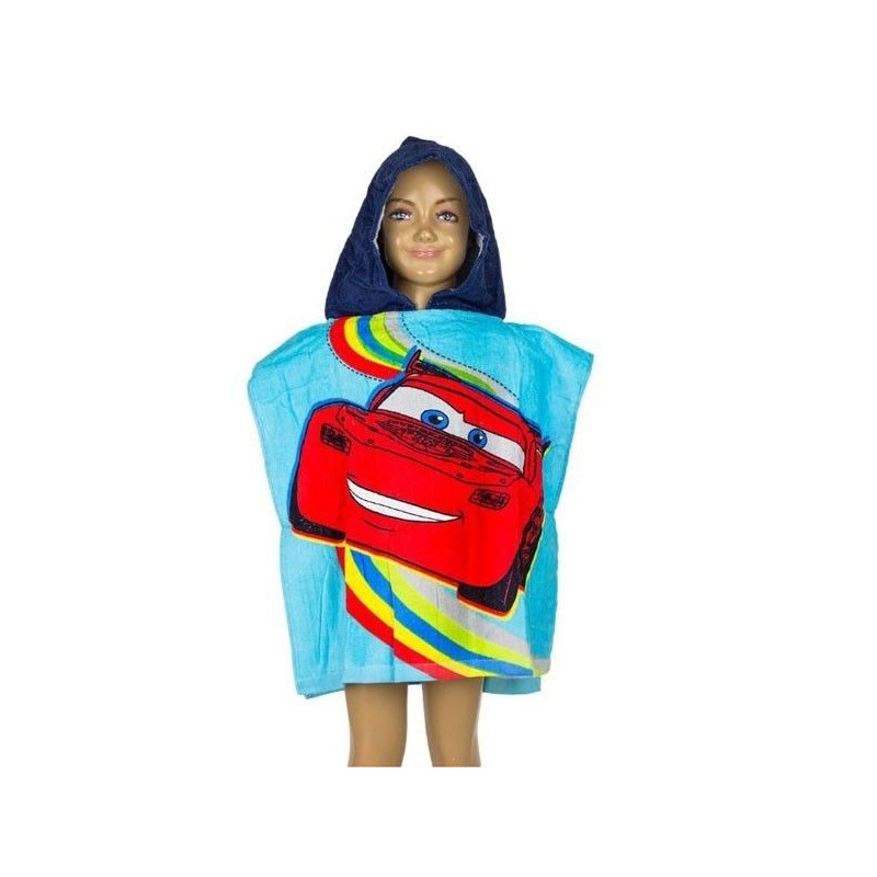 Poncho cars para niño 50 x 100 cm algodón 300 gr mod 2