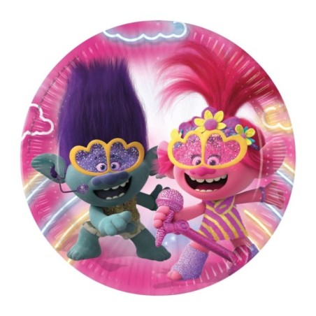 platos cumpleanos trolls 2 8 uds 23 cm 92141 8422935510096