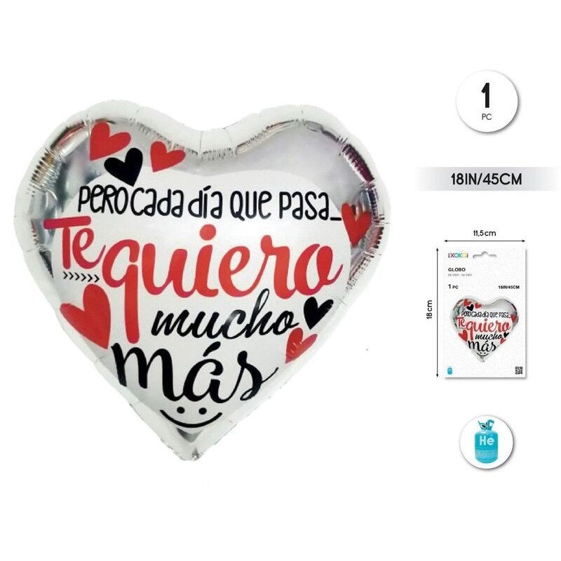 Globo corazon san valentin 45 cm helio o aire