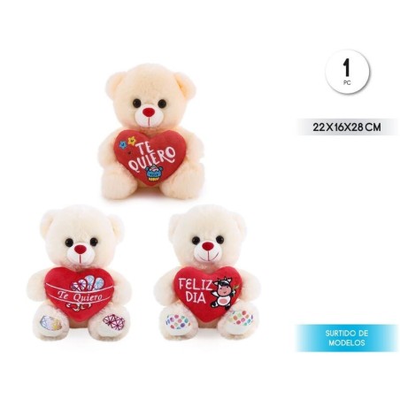 peluche oso con corazon 28 cm unidad 93199 8422935510096