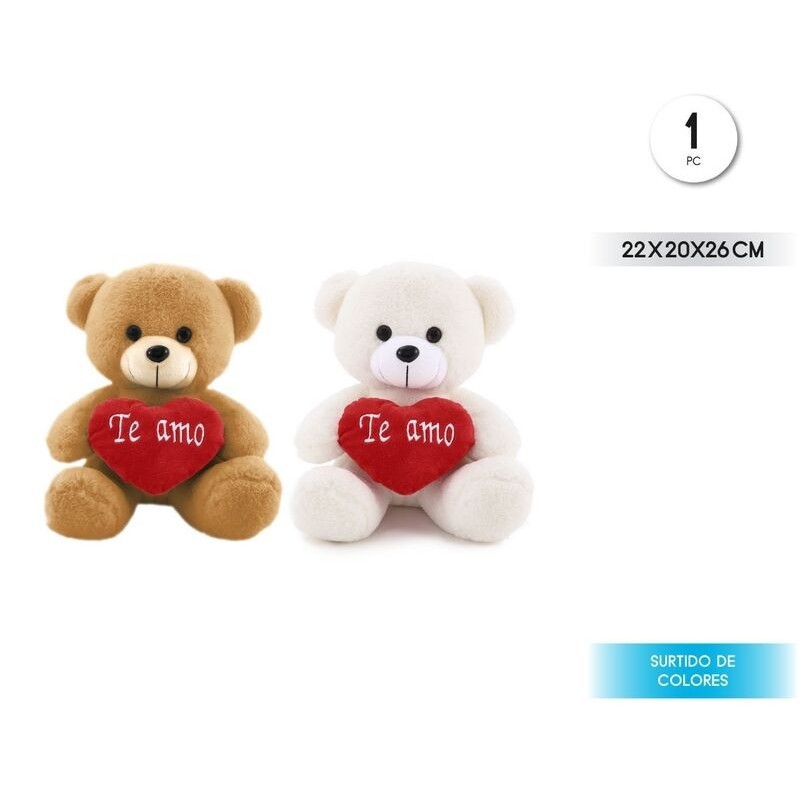 Peluche oso con corazon te amo 26  cm Unidad