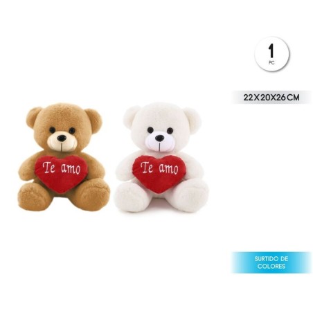 peluche oso con corazon te amo 26 cm unidad 93200 8422935510096