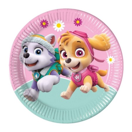platos patrulla canina rosa 8 uds 23 cm 93442 8422935510096