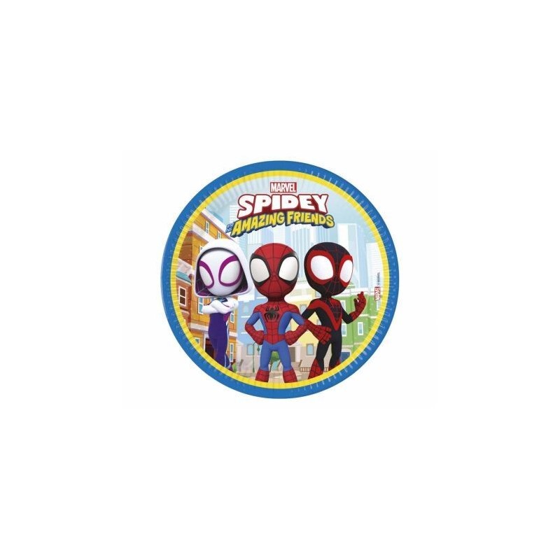 Platos Spidey and friends cumpleaños 8 uds 23 cm