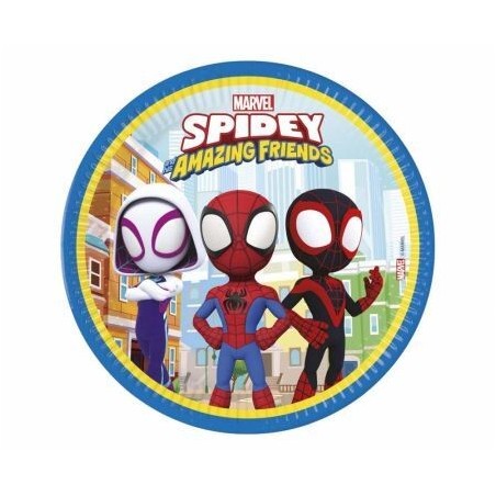 platos spidey and friends cumpleanos 8 uds 23 cm 94876 8422935510096