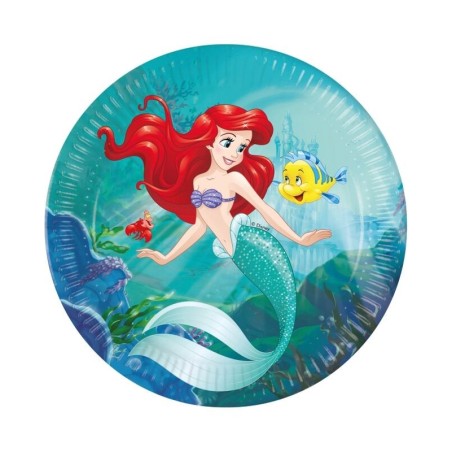 platos ariel la sirenita cumpleanos 8 uds 23 cm 95455 8422935510096