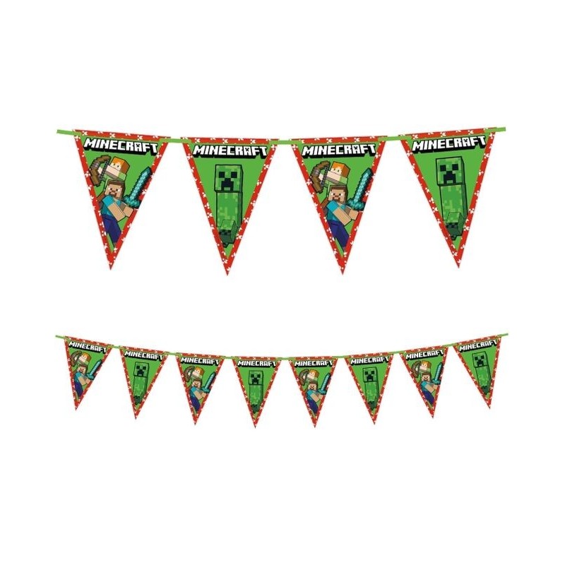 Banderin Minecraft decoracion cumpleaños